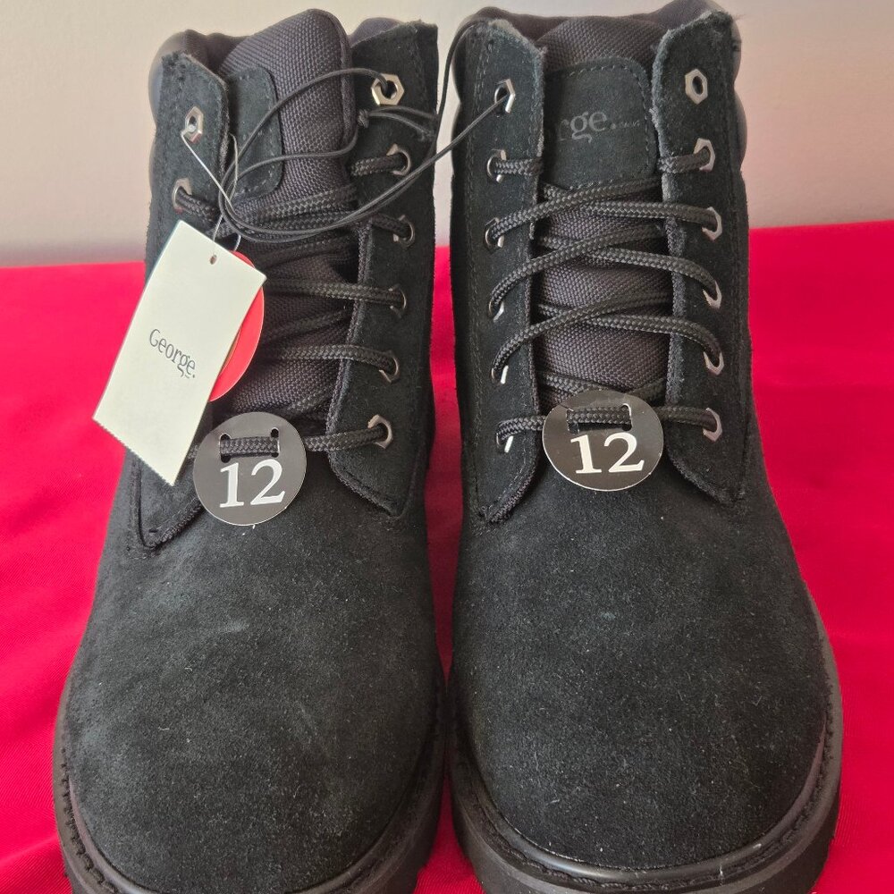 BRAND NEW, GEORGE, LEATHER UTILITY BOOTS, SIZE 12W!!!